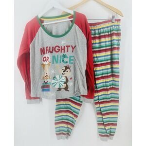 Disney Store Chip 'n Dale Pajama set Women Adult Christmas Holiday Sz M R1021